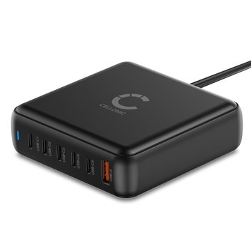200W 6-Port GaN USB-C Ladehub – PD QC 3.0 Schnell-Ladestation für Laptops, Tablets & Smartphones von CELLONIC