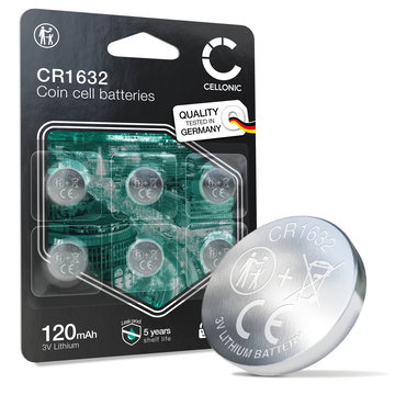 CELLONIC CR1632 Piles (Lithium, 120mAh, 3V) pour clés de voiture, appareils à LED, compteurs de vélo, appareils médicaux - Pack de x6