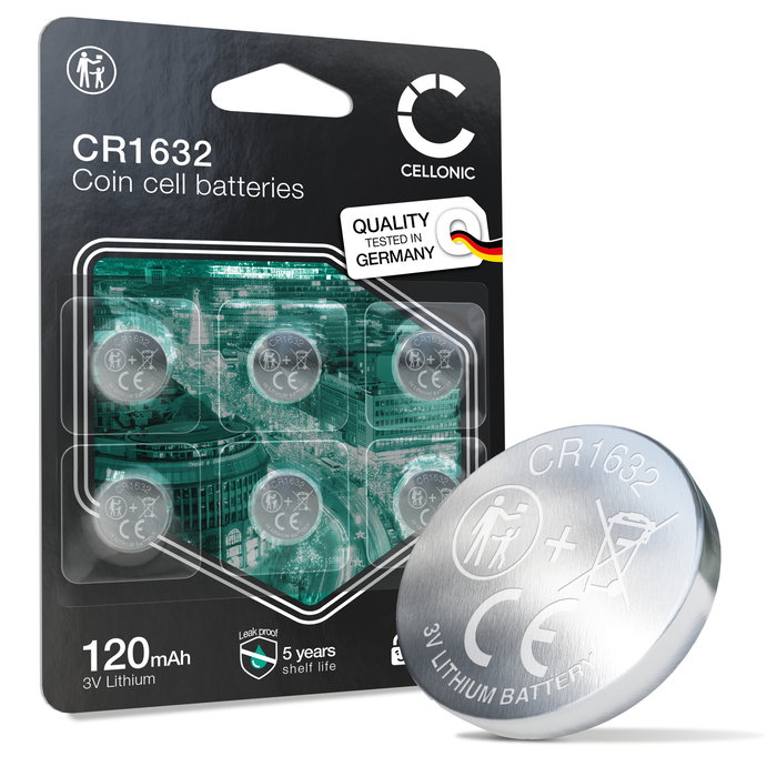 CELLONIC CR1632 Piles (Lithium, 120mAh, 3V) pour clés de voiture, appareils à LED, compteurs de vélo, appareils médicaux - Pack de x6