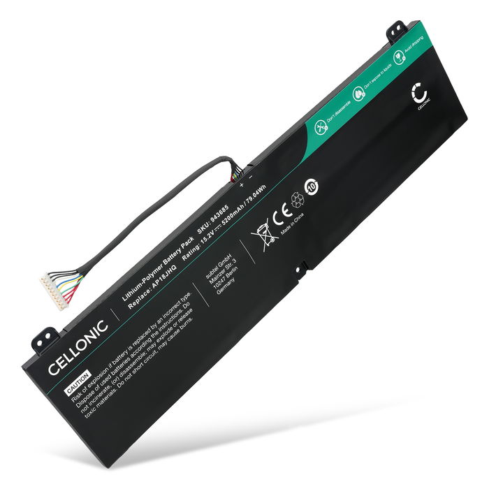 1x Batterie pour Acer Predator Triton 500, Triton 500 PT515-51, Triton 500 PT515-52, ConceptD 7 CN715-71, 7 Ezel CC715-71, AP18JHQ, KT.00408.001, KT00408001 15,2V 5200mA de CELLONIC