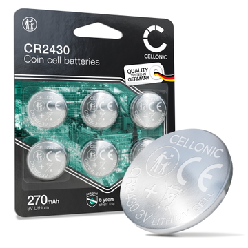 CELLONIC CR2430 Coin Cell Batteries (Lithium, 270mAh, 3V) for Car Keys Medical Devices Watches - x6-Pack