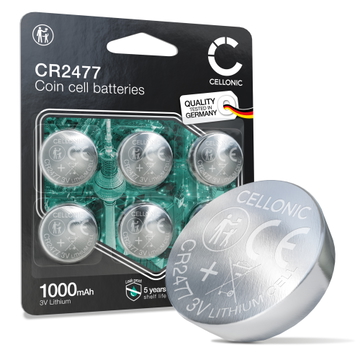 CELLONIC CR2477 Coin Cell Batteries (Lithium, 1000mAh, 3V) for Industrial Electronics Medical Devices Smart Home Devices - x6-Pack