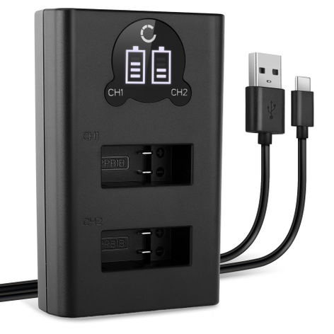 USB-Doppelladegerät (AMDBD-001) für GoPro MAX 2 + 1m + USB Kabel von CELLONIC