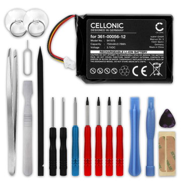 Akku für Garmin Edge Explore 2, Dezl OTR700, 361-00056-12 (750mAh, 3.7V) + Werkzeug-Set von CELLONIC