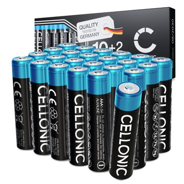 24x CELLONIC 1.5V Alkaline Pile AAA – Batterie AAA 1250mAh LR03, Micro, MN2400 usa e getta per telecomandi, luci LED, giocattoli, piccoli dispositivi elettronici e altro
