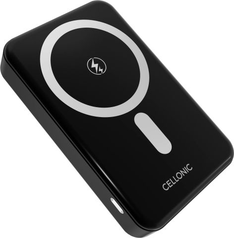 CELLONIC Power Bank Magnetico 10000mAh, Wireless 15W, Ricarica Rapida USB-C 22.5W, Compatibile MagSafe e Qi, 2 Dispositivi Insieme, Alluminio Premium, per iPhone, Samsung e Altri Dispositivi, Nero