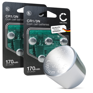 CELLONIC CR1/3N Coin Cell Battery (Lithium, 170mAh, 3V) for Dog Collars Cameras Laser Pointers - x10-Pack