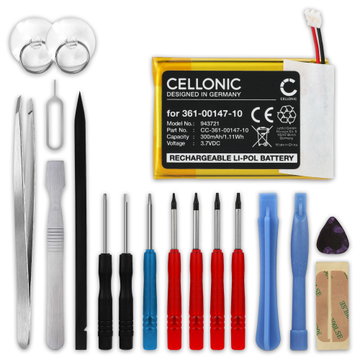 Akku für Garmin Fenix 7X, Tactix 7 361-00147-10 (300mAh, 3.7V) + Werkzeug-Set von CELLONIC