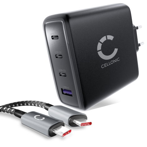 Caricabatterie multiporta 140W 4 porte Apple iPhone 17, 17 Pro Max, 16, 17 Pro, 15, 13 di CELLONIC